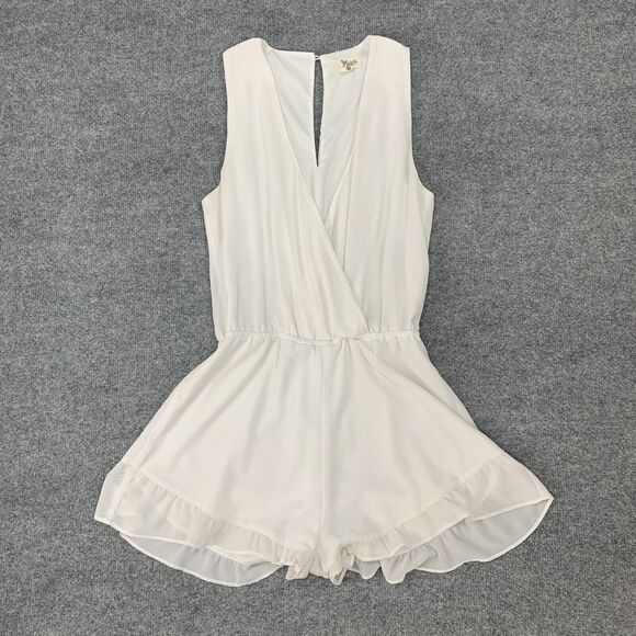 Show Me Your Mumu Riri Romper S Small Sleeveless Crossover Front Ruffle Hem Boho - Picture 4 of 12